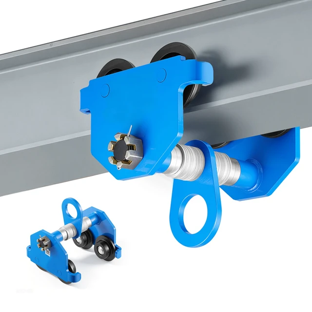 Alt view image 8 of 8 - VEVOR Manual Trolley, 4400 lbs/2 Ton Load Capacity, Push Beam Trolley with Dual Wheels, Adjustable for I-Beam Flange Width 2.4" to 7", Heavy Duty Carbon Steel Garage Hoist for Straight & Curved I Beam