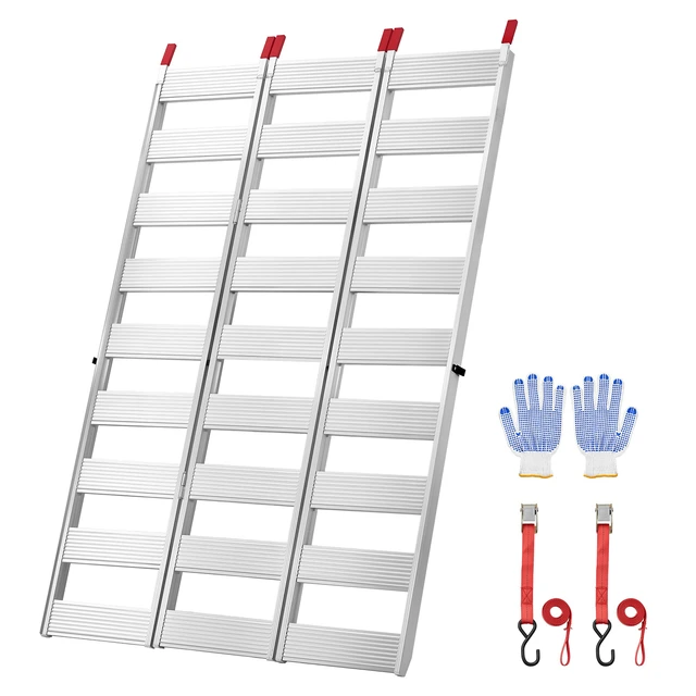 Alt view image 8 of 8 - VEVOR Aluminum Trailer Ramps, 76 x 50 in Tri-Folding Truck Ramps with Straps & Non-Slip Rubber Fingers, 1500LBS Capacity ATV Loading Ramps for Pickup Trucks, Motorcycles, Lawn Mowers, Tractors, Carts