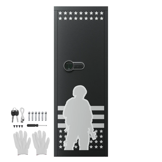 Alt view image 8 of 8 - VEVOR 10-12 Gun Safe Long Gun Cabinet for Rifles & Pistols Key & Password Lock
