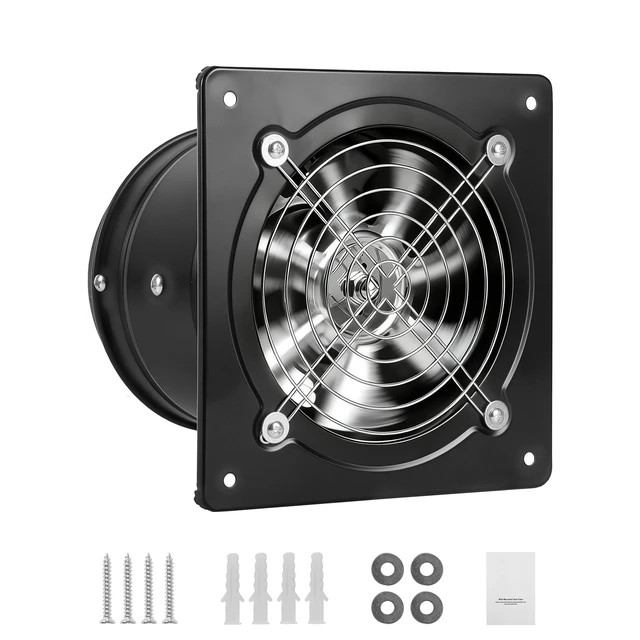 Alt view image 8 of 8 - VEVOR 6 Inch Exhaust Fan, 308 CFM High Velocity Wall Mount Vent Fan with On/Off Control, Low Consumption, Portable Ventilation Extractor for Attic,Garage,Basement,Workshop,Kitchen, Chicken Coop,Black