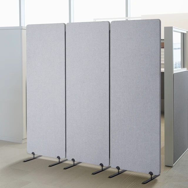 Alt view image 2 of 2 - VEVOR 2FT Room Divider, 3 Panel PET Polyester Soundproof Room Screen, Folding Privacy Divider Portable Partition Divider for Room Separation, Freestanding Room Partitions for Office Study, Grey