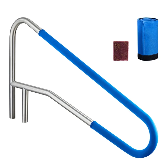 Alt view image 9 of 9 - Pool Rail, 54 x 32 inch Pool Handrail, 220 lbs Load Capacity Heavy Duty 304 Stainless Steel Swimming Handrail, Detachable Nonslip Sleeve, Recessed or Base Mount, for Poolside, Water Parks