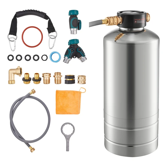 Alt view image 8 of 8 - VEVOR RV Water Softener, 16,000 Grain, Portable Water Softener with NPT 3/4" Fittings, Food-Grade Resin, Stainless Steel, Quick Connect, for RVs, Trailers, Boats, Mobile Car Washing, Pressure Washing