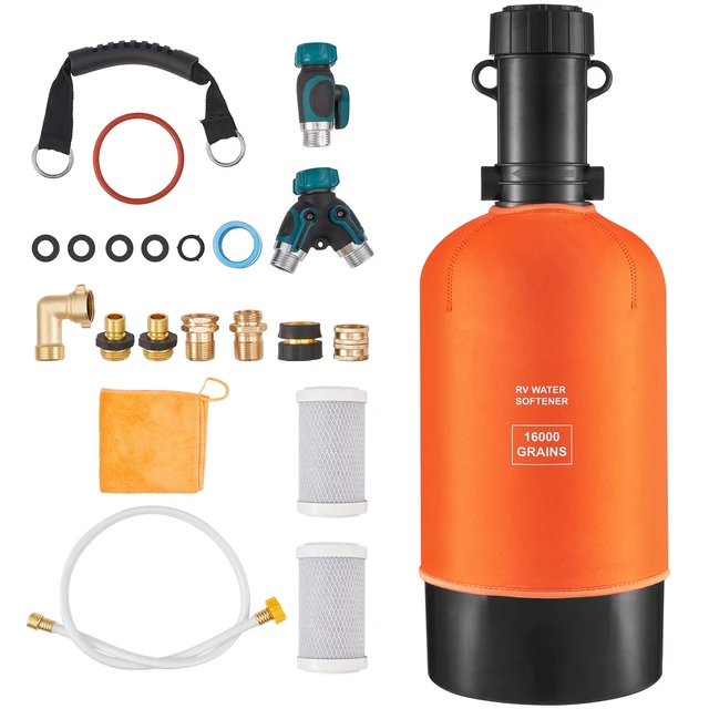 Alt view image 8 of 8 - VEVOR RV Water Softener, 16,000 Grain, Portable Water Softener with Filter System, NPT 3/4" Fittings, Food-Grade Resin, Quick Connect, for RVs, Trailers, Boats, Mobile Car Washing, Pressure Washing