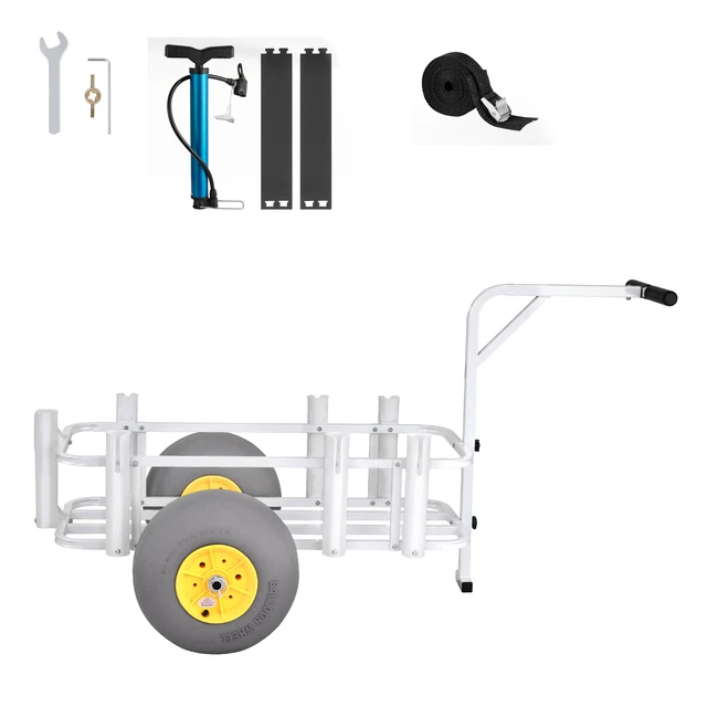 Alt view image 8 of 8 - VEVOR Beach Fishing Cart, 200 lbs Load Capacity, Fishing Cart Wagon with Heavy-Duty Carbon Steel Frame, 13-Inch All-Terrain PU Balloon Tires, 7 Rod Holders, for Outdoor Activities Camping Picnic