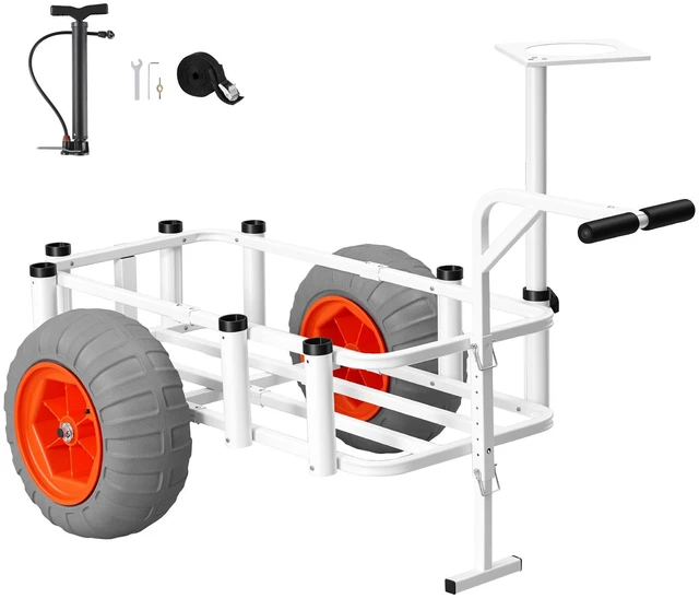 Main image of VEVOR Beach Fishing Cart, 350 lbs Load Capacity, Fishing Cart Wagon with Heavy-Duty Aluminum Alloy Frame, 16.5 in All-Terrain PU Balloon Tires, 8 Rod Holders, for Outdoor Activities Camping Picnic