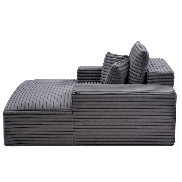 Alt view image 2 of 2 - VEVOR Chaise Lounge Chair, 48 in Boneless Chaise Lounge Indoor, Modern Upholstered Oversized Reading Chair with Throw Pillows & Armrests, Sofa Couch Deep Seat Sleeper for Living Room, Bedroom, Balcony