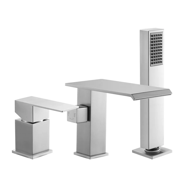 Alt view image 9 of 9 - VEVOR Roman Tub Faucet 3 Hole Waterfall Bathtub Faucet with Shower Head