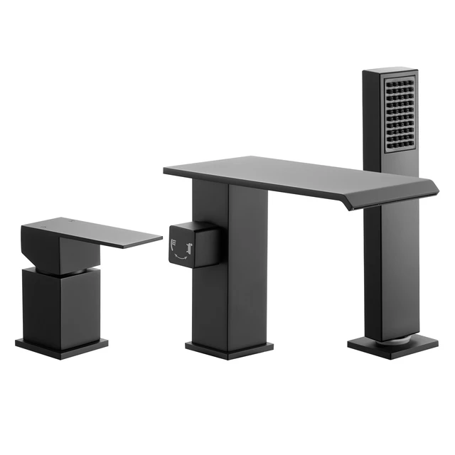 Alt view image 9 of 9 - VEVOR Roman Tub Faucet 3 Hole Waterfall Bathtub Faucet with Shower Head 1 Handle
