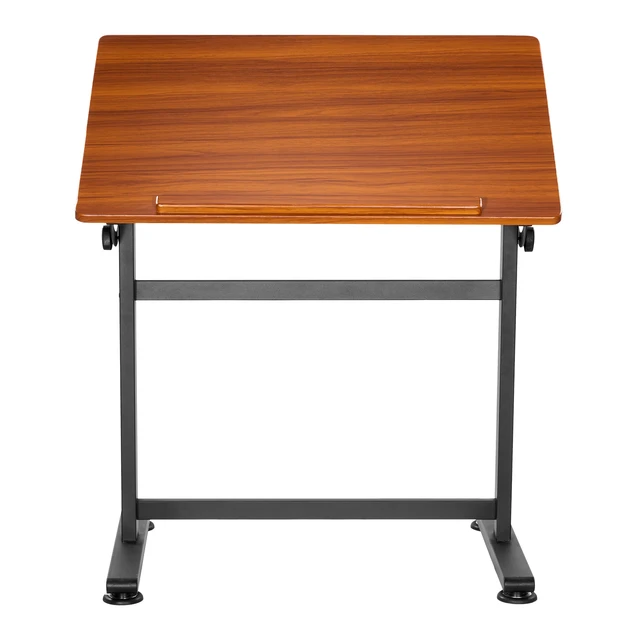 Alt view image 9 of 9 - Drafting Table Adjustable 0°90° Tilt Wooden Drawing Desk with H-Frame