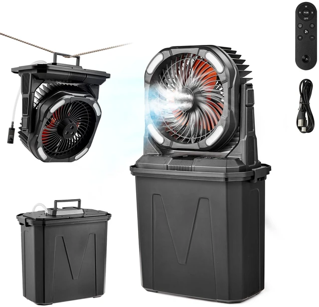 Main image of VEVOR Misting Fan, More than 2700RPM Motor Mister Fan, Mister Cooling Fans with 2.38 gal Water Tank, 10000mAh Battery, 4-Speed Wind & 5 Lighting Modes, Water Cooling Fans for Indoor, Outdoor, Patio