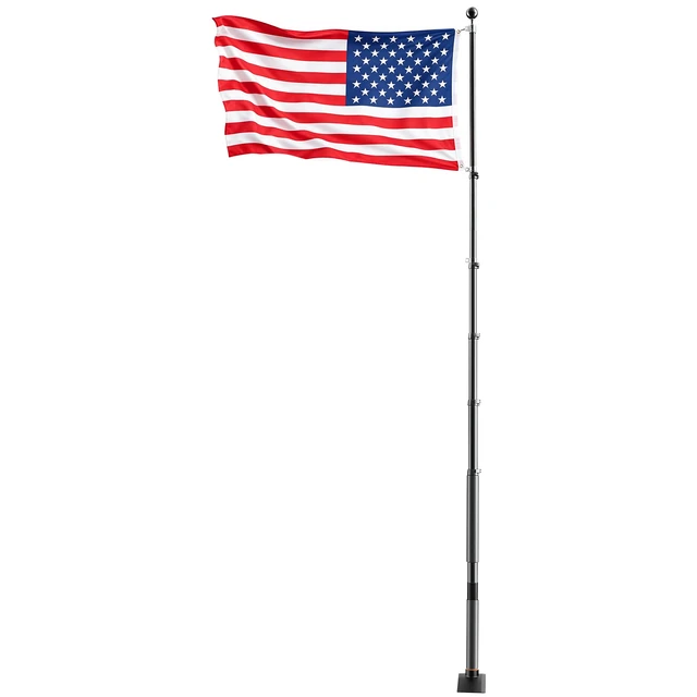Alt view image 8 of 8 - VEVOR Flag Pole, 20ft Heavy Duty Telescopic Flagpole Kit with Mounting Base for Vehicles, Extra Thick Outdoor Aluminum Flagpole Kit with 3x5 American Flag for Sedans, Pickups, RVs, Food Trucks, Black