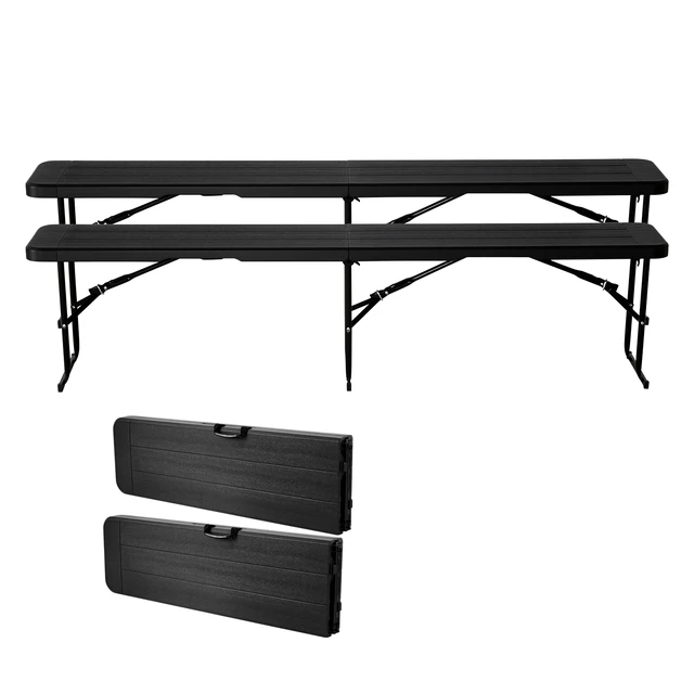 Alt view image 9 of 9 - VEVOR 6FT Plastic Folding Bench 2 Pack Portable Outdoor Bench for Garden Black