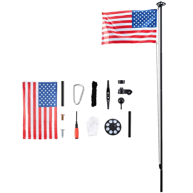 Alt view image 8 of 8 - VEVOR Flag Pole, 25ft Heavy Duty Sectional Flagpole Kit with 136 LED Solar Light for Outside House In Ground, Outdoor Aluminum Flagpole with 3x5 American Flag for Yard, Residential, Commercial, Black