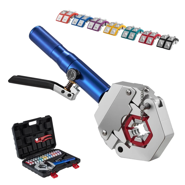 Alt view image 9 of 9 - Hydraulic Hose Crimper, Hydra-Krimp AC Hose Crimper Kit with 7 Dies Snap-On, Integral Manual Hydraulic A/C Hoses Crimping Tool for Automotive & Air Conditioning Repair - with Carrying Case