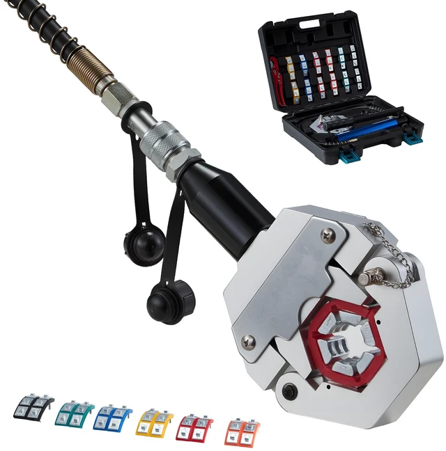 Alt view image 2 of 8 - Hydraulic Hose Crimper, Hydra-Krimp AC Hose Crimper Kit with 7 Dies Snap-On & Carrying Case, Hydraulic A/C Hoses Crimping Tool for Automotive & Air Conditioning Repair (Split with Manual Pump)