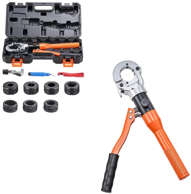 Alt view image 9 of 9 - VEVOR Copper Pipe Crimping Tool, Hydraulic Driven Pro Press Tool with 1/2", 3/4", 1" Jaws for Copper Tube & 3/8", 1/2", 5/8", 3/4", 1" Jaws for ASTM F1807 PEX Pipe Copper Ring - with Carrying Case