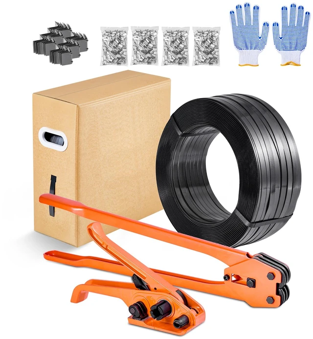 Alt view image 9 of 9 - Banding Strapping Kit, Heavy Duty Banding Sealer Tool with 2000 ft PET Band, 600 Metal Seals, 200 Corner Protectors, Plastic Pallet Packaging Strapping Kit for Warehouse, Transportation, Home