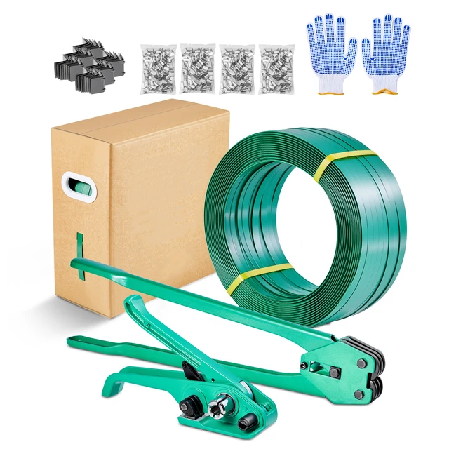 Alt view image 9 of 9 - Banding Strapping Kit, Heavy Duty Banding Sealer Tool with 1500 ft PET Band, 450 Metal Seals, 150 Corner Protectors & Gloves, Plastic Pallet Packaging Strapping Kit for Warehouse/Shipping/Moving
