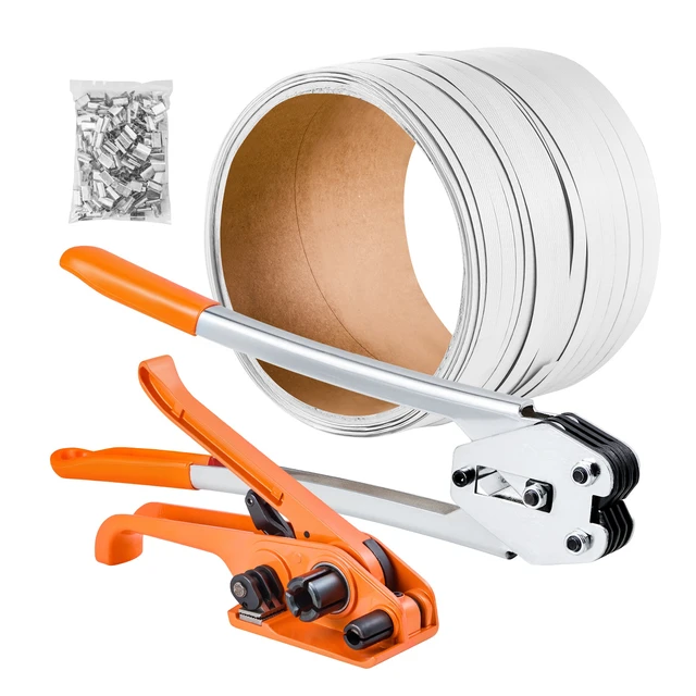 Alt view image 8 of 8 - VEVOR Banding Strapping Kit, Heavy Duty Banding Sealer Tool with 330 ft Length PP Band, 100 Metal Seals, Plastic Manual Pallet Packaging Strapping Kit for Warehouse/Shipping/Moving/Home, Orange