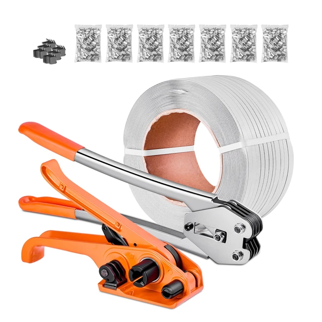 Alt view image 9 of 9 - Banding Strapping Kit, Heavy Duty Banding Sealer Tool with 3200 ft Length PP Band, 1000 Metal Seals, 50 Corner Protectors, Plastic Pallet Packaging Strapping Kit for Warehouse/Shipping/Moving