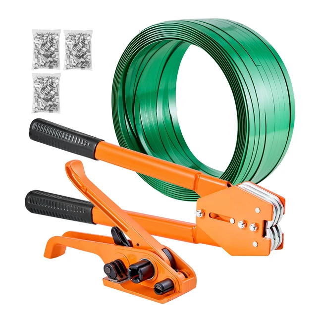 Alt view image 8 of 8 - VEVOR Banding Strapping Kit, Heavy Duty Banding Sealer Tool with 1000 ft Length PET Band, 300 Metal Seals, Plastic Manual Pallet Packaging Strapping Kit for Warehouse/Shipping/Moving/Home, Orange