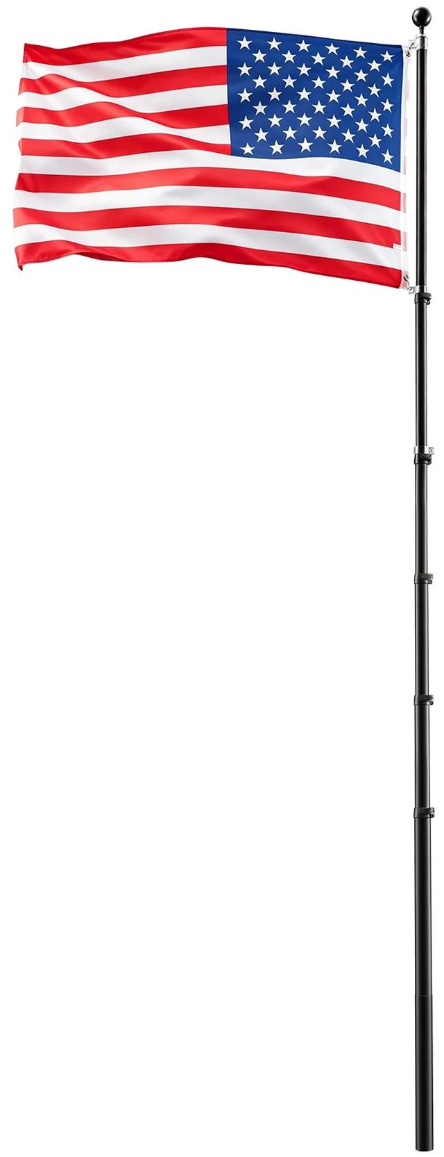Alt view image 8 of 8 - VEVOR Flag Pole, 30ft Heavy Duty Telescopic Flagpole Kit for Outside House In Ground, Extra Thick Outdoor Aluminum Flagpole Kit with 3x5 American Flag for Yard, Residential or Commercial Use, Black