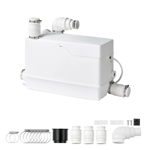 Alt view image 2 of 2 - VEVOR Utility Sink Pump 800W 12000L/h Flow 32.8 ft/10 m Head Macerator Pump, Waste Water Disposal Macerating Machine with 3 Inlets, for Basement, Kitchen, Sink, Shower, Bathtub, Laundry Gray Water