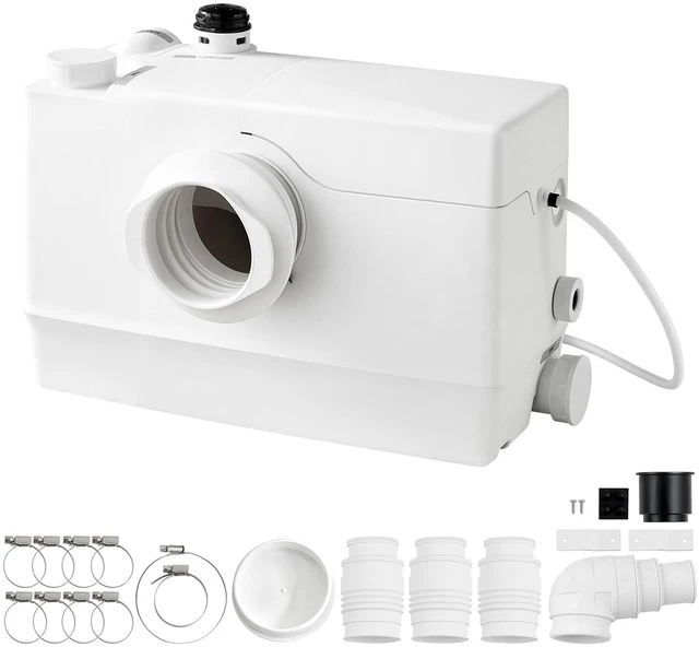 Main image of VEVOR Macerator Pump 800W 12000L/h Flow 32.8 ft/10 m Head Sewage Pump, Waste Water Disposal Upflush Machine with 4 Inlets, Macerating Toilet Sewerage, for Basement, Toilet, Sink, Laundry, Kitchen