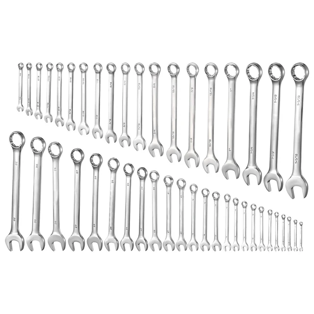 Alt view image 8 of 8 - VEVOR Combination Wrench Set, 44-Piece SAE and Metric, 12-Point Box End and 15° Angled Open End Combination Wrenches with Roll Up Pouch, Carbon Steel, for General Household and Automotive Repairs