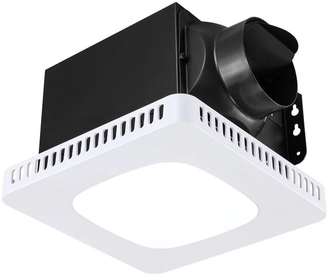 Alt view image 9 of 9 - VEVOR Bathroom Exhaust Fan with LED Light, 130 CFM Bathroom Vent Three Gear Color Temp, 1.5 Sones Low-Noise, Premium AC Motor Ceiling Fan for Laundry Room, Storage Room, Home Ventilation, White