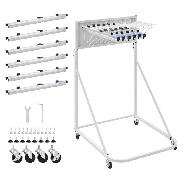 Alt view image 8 of 8 - VEVOR Blueprint Storage Rack, Steel, Mobile Adjustable Blueprint Holder with 6 Pack of 24 Inch Aluminum Clamps, 4 Wheels, Display Rack Storage Organizer Stand, for File Display Plan Poster Office Home