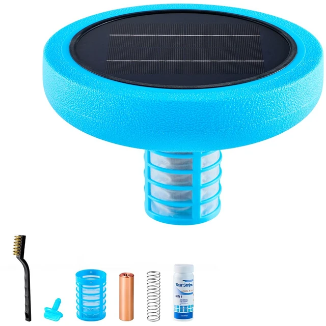 Main image of VEVOR Solar Pool Ionizer, Round Copper Pool Ionizer Up to 35000 Gal, Floating Automatic Water Cleaner and Purifier, Chlorine Free Water, with Copper Anode, Spring, Brush and Filter for Pools & Spas