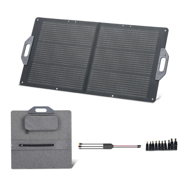 Alt view image 8 of 8 - VEVOR 100W Foldable Solar Panel, 24% High-Efficiency Portable Monocrystalline Solar Panel Charger with MC4 Output, USB-A, Type-C & DC Ports, IP65 Waterproof for Power Stations, Camping, Hiking Trips