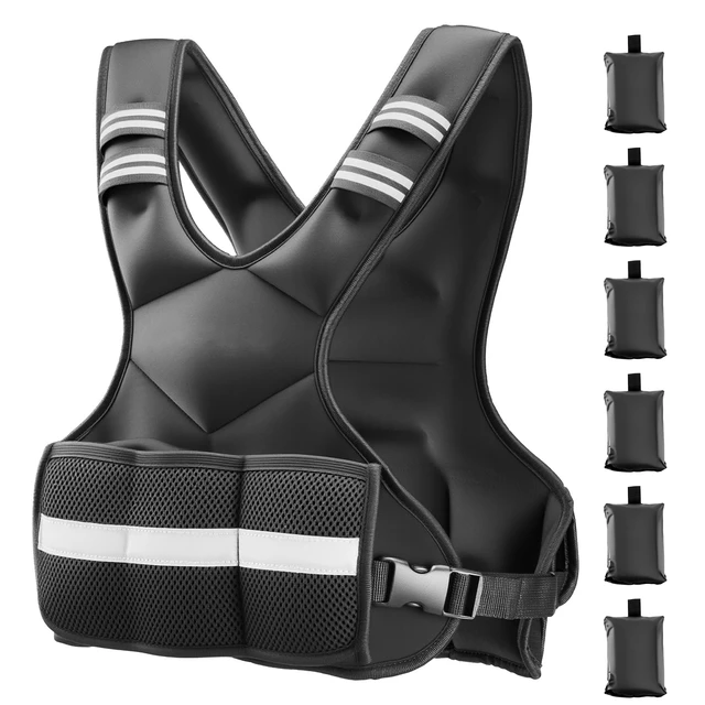 Alt view image 8 of 8 - VEVOR Adjustable Weighted Vest, 4-10 lbs Comfortable X-Shape Body Weight Vest Set with 6 Weight Packs and Reflective Stripe, for Men Women, Workout Equipment for Strength Training Running Jogging