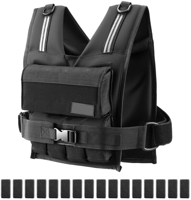 Main image of VEVOR Adjustable Weighted Vest, 35 lbs Body Weight Vest with Iron Weights, Shoulder Pad, and Reflective Stripe, Exercise Set for Men Women, Heavy-Duty Workout Equipment for Strength Training Running