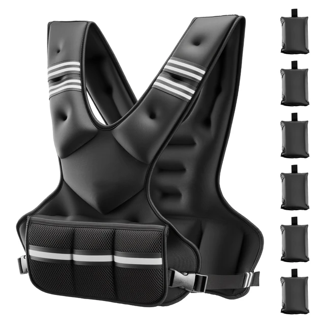 Alt view image 8 of 8 - VEVOR Adjustable Weighted Vest, 20-32 lbs Comfortable X-Shape Body Weight Vest Set with 6 Weight Packs and Reflective Stripe, for Men Women, Workout Equipment for Strength Training Running Jogging