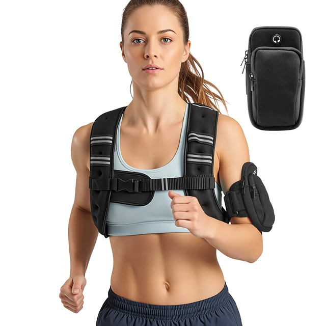 Alt view image 8 of 8 - VEVOR Weighted Vest, 6 lbs Body Weight Vest for Men Women, with Reflective Stripe, Adjustable Buckle, Workout Equipment for Strength Training, Running, Jogging, Fitness, Muscle Building, Weight Loss