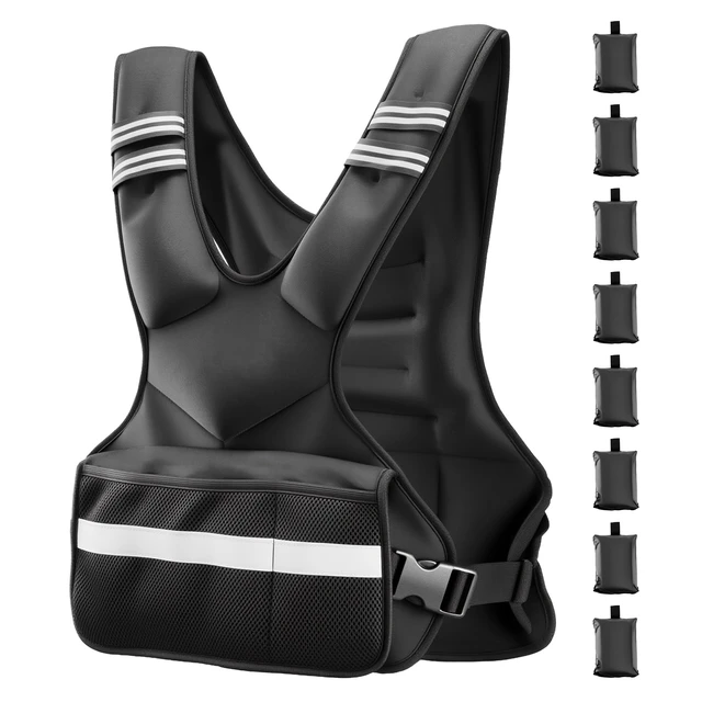 Alt view image 8 of 8 - VEVOR Adjustable Weighted Vest, 24-40 lbs Comfortable X-Shape Body Weight Vest Set with 8 Weight Packs and Reflective Stripe, for Men Women, Workout Equipment for Strength Training Running Jogging