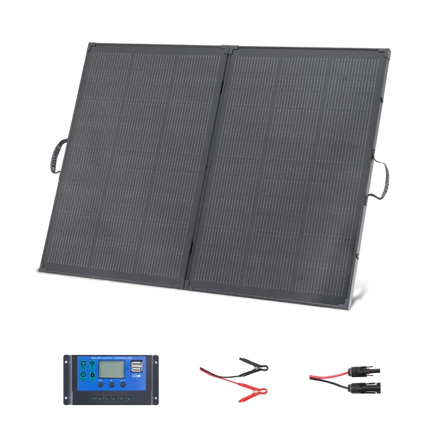 Alt view image 9 of 9 - Vevor 200W Foldable Solar Panel with Frame, 23% High-Efficiency Portable Monocrystalline Solar Panel Charger with 30A PWM Controller & MC4 Output, IP67 Waterproof for Camping, Hiking, RV Trips