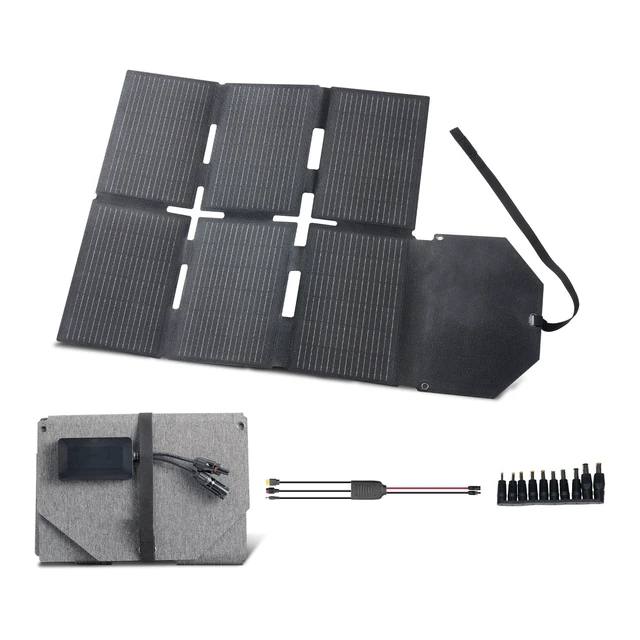 Alt view image 2 of 2 - Vevor 60W Foldable Solar Panel Charger, 16BB N-Type Monocrystalline Solar Panel 24% Efficiency, Lightweight Portable with MC4 Output, Type-C, USB-A & DC Ports for Power Stations Camping Hiking
