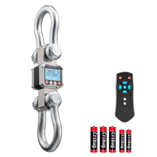Alt view image 8 of 8 - VEVOR Digital Crane Scale, 22000 lbs/10 T Max Capacity, Heavy Duty Industrial Hanging Scale with Cast Aluminum Case & LCD Display, 5 lbs Division & 3 Unit Switch, Remote Control for Garage Factory