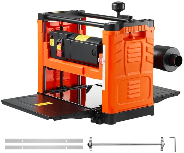 Alt view image 9 of 9 - VEVOR Thickness Planer Two-Blade Power Benchtop Planer Woodworking 1800W 13 in