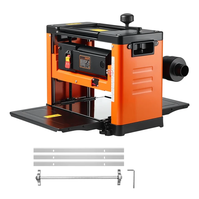 Alt view image 9 of 9 - VEVOR Thickness Planer Three-Blade Power Benchtop Planer Woodworking 2000W 13 in