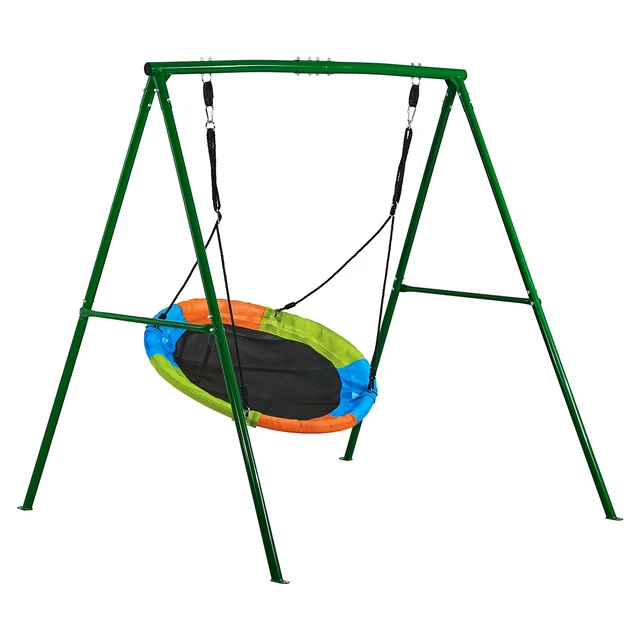 Alt view image 8 of 8 - VEVOR Swing Set for Backyard, 40 in Saucer Swing Seat with Heavy Duty A-Frame Metal Stand, 440 lbs Load Capacity, Reinforced with Spiral Ground Anchors, Swingset Outdoor for Kids, Green and Colorful