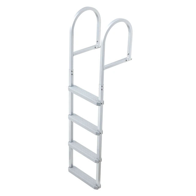 Alt view image 8 of 8 - VEVOR Removable Dock Ladder, 4 Steps, Aluminum Alloy Pontoon Boat Swim Ladder, with Non-Slip Wide PP Steps, 500 lbs Weight Capacity, Quick Release Design, for Lake Swimming, Pool, Marine Boarding