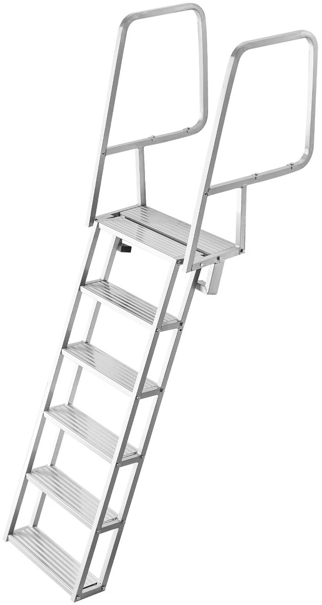 Main image of VEVOR Flip-Up Dock Ladder, 6-Step, Heavy-Duty Aluminum Alloy Pontoon Boat Swim Ladder, with Non-Slip Wide Steps, 350 lbs Weight Capacity, Pull Rope Assist, Comfort Use for Lake Pool Marine Boarding