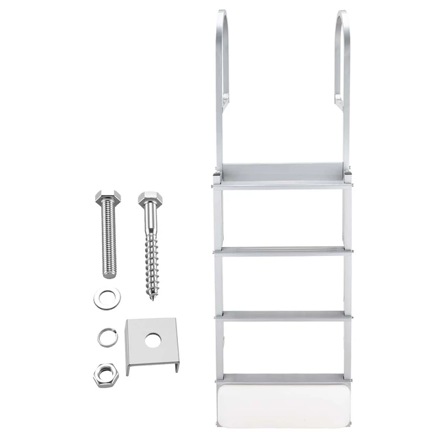 Alt view image 8 of 8 - VEVOR Retractable Dock Ladder, 4 Steps, Aluminum Alloy Pontoon Boat Swim Ladder with Auto-Lift Float, Non-Slip Wide Steps, 500 lbs Weight Capacity, Adjustable Height, for Lake Pool Marine Boarding