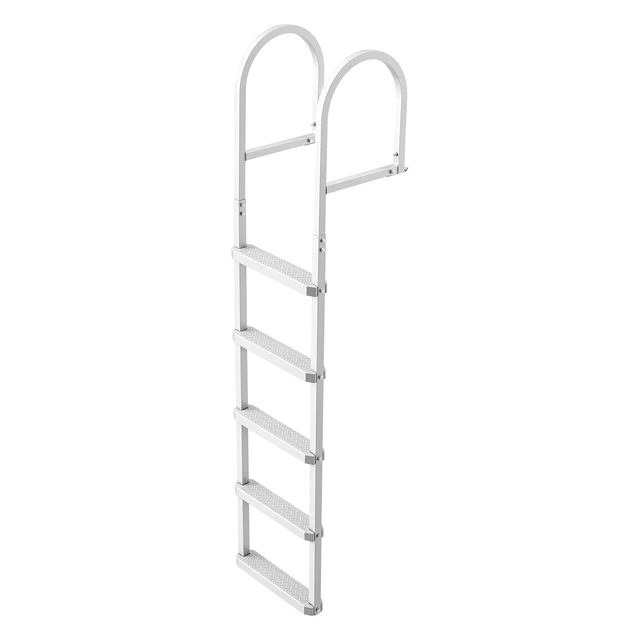 Alt view image 8 of 8 - VEVOR Removable Dock Ladder, 5 Steps, Aluminum Alloy Pontoon Boat Swim Ladder, with Non-Slip Wide PP Steps, 500 lbs Weight Capacity, Quick Release Design, for Lake Swimming, Pool, Marine Boarding