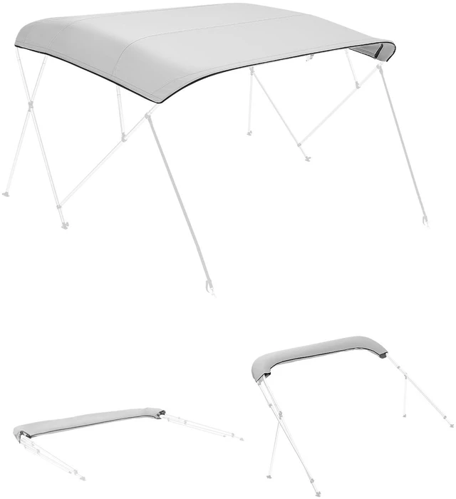 Alt view image 8 of 8 - VEVOR 4 Bow Bimini Top Replacement Cover, 8 ft Long, Durable 600D Marine Grade Waterproof Sun Shade Boat Canopy with Storage Boot, Easy Install Zipper Sleeve Awning, 96"L x (91"-96")W, Gray (No Frame)